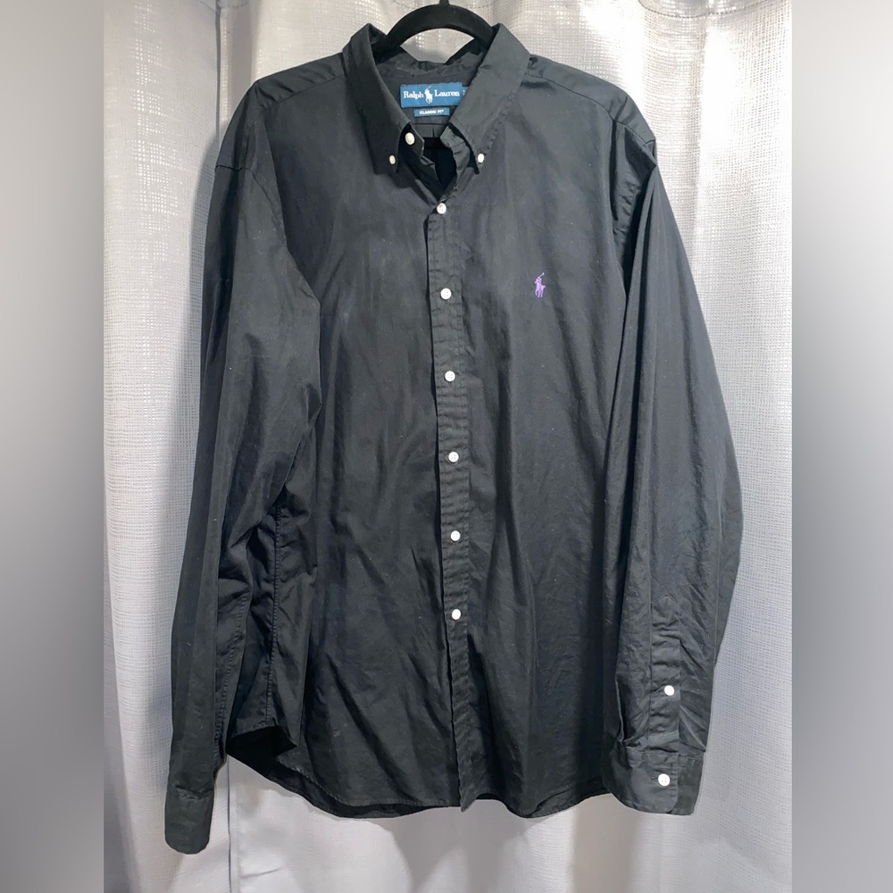 Ralph Lauren Polo button up dress shirt with purple insignia size 2XL